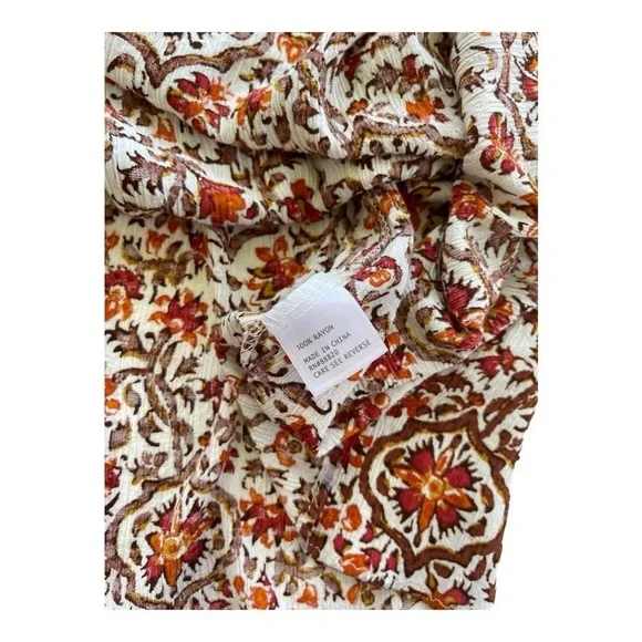 Cynthia Rowley Boho Hippie Flowy Tiered Orange & Brown Floral Print Skirt - Picture 6 of 7
